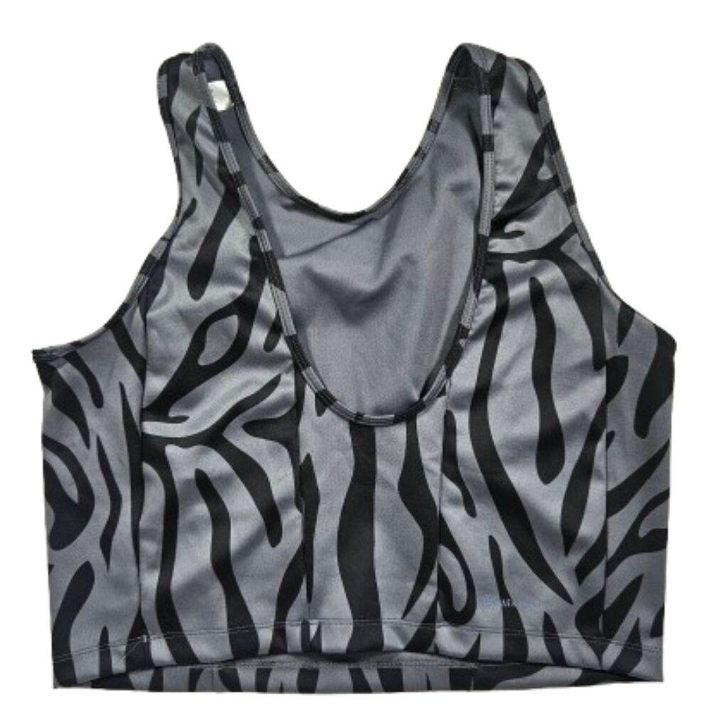 Adidas Aeroready Zebra Print Crop Top Tank Women's Size Large Gray Black - Picture 2 of 7